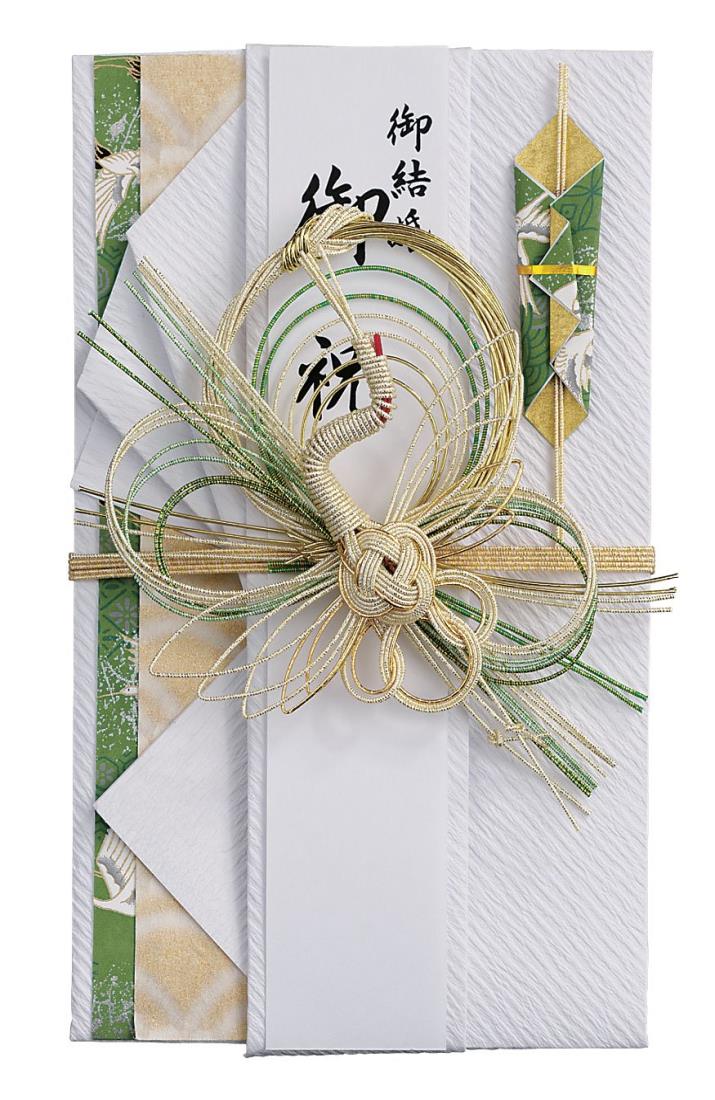 マルアイ 祝儀袋 結婚式 デザイン 和風 とわ 鶴 緑 1枚 キ-659G