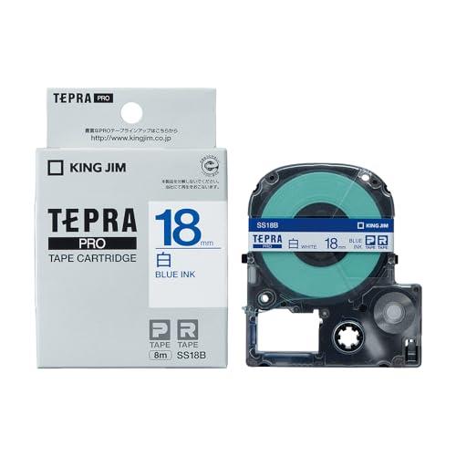 キングジム 【純正】 テプラPROテープカート リッジ 18mm 白ラベル/青文字 長さ8m SS18B