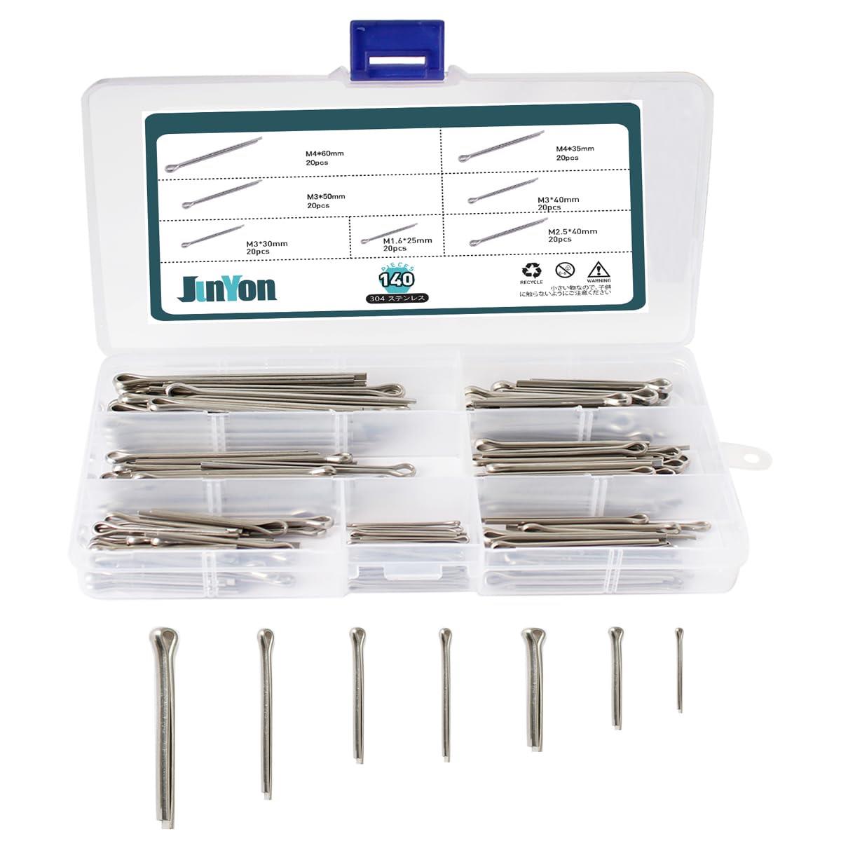 JUNYON コッターピン　割りピンセット　クリップ　割ピン セット M1.6-M4 304ステンレス製　サイズセッ..