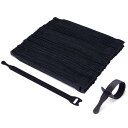 再利用可能な結束バンド100本, ケーブルストラップ, Trilancer 20 x 1.2cm マジック式の電線コード収納バンド, 自宅、オフ ィス、データセンター向け(黒)