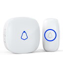 SECRUI ワイヤレスチャイム 玄関チャイム 送信機 電池式 防水 5段階音量調節 58メロディー & カラフルなLED点滅 300mの無線範囲 インターホン...