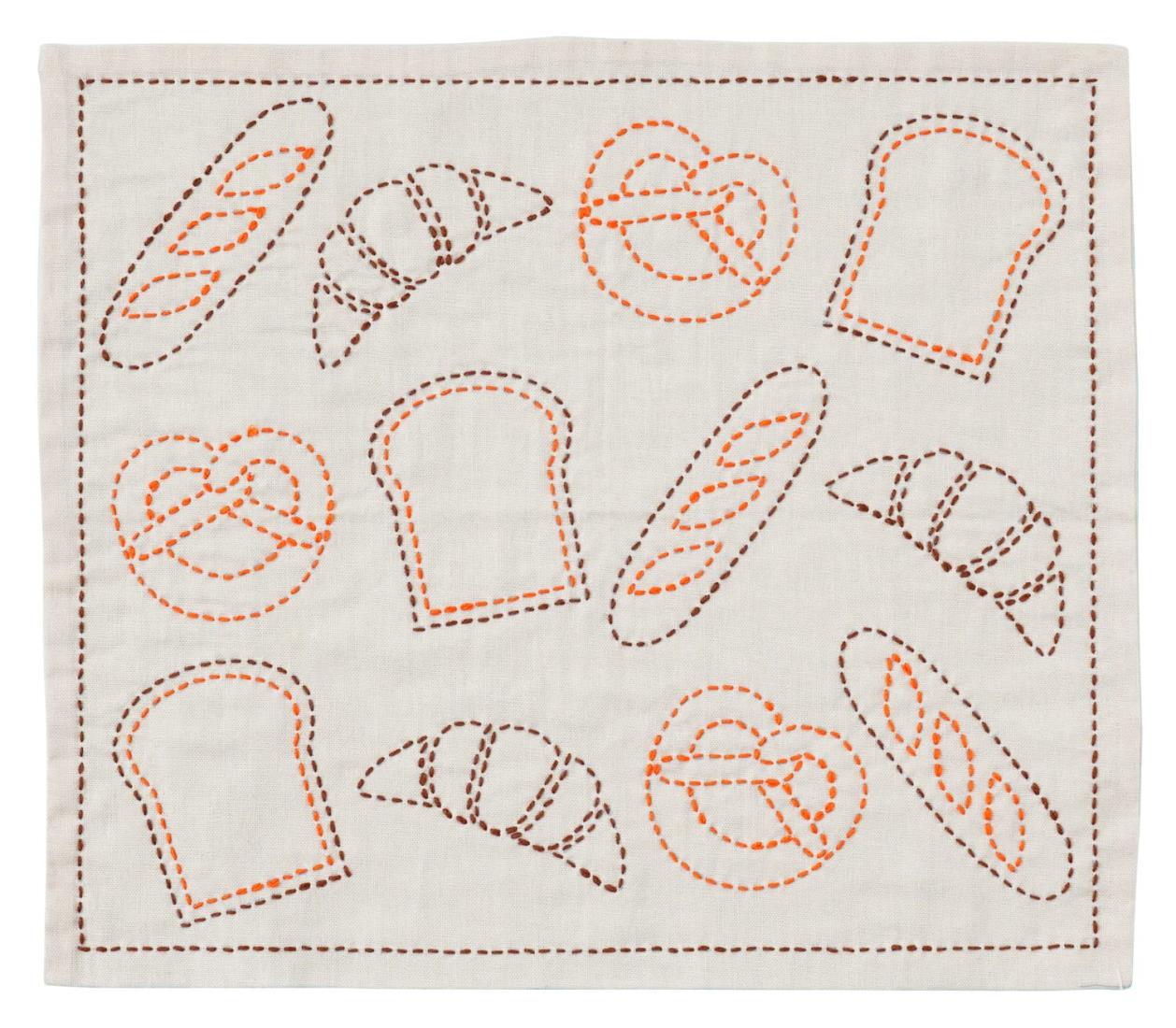 原ウール 刺し子のふきん 刺し子 キット 北欧 モダン 布巾 伝統柄 日本製 猫 綿100 パン