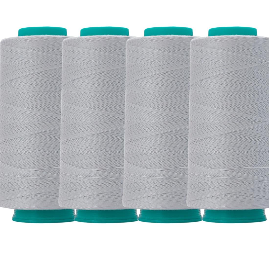 60番 ミシン糸 セット スパン糸 ライトグレー ロックミシン糸 3000m巻x4個 大容量 業務用 糸 工業用 糸 家庭ミシン用 キルティング 糸 普通地用 手縫い糸 手芸 裁縫糸 基本色 常備色 (グレー)のサムネイル