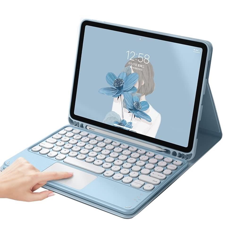 iPad 10 2022 キーボード ケース タッチパッド付き 丸型キー 可愛い アイパッド iPad 第10世代 分離式 カラーキーボード カバー トラックパッド付き ペンホルダー付き (iPad 第10世代, ピンク)