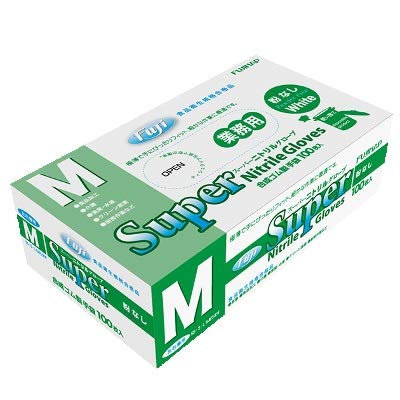 フジ スーパーニトリルグローブ 粉なし ホワイト M 100枚入