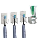 Phitruer 歯ブラシスタンド + 歯磨き粉ホルダー 4個組セット ステンレス製 歯ブラシ立て 歯磨き粉 電動歯ブラシ 置き 粘着 壁掛け 防錆 小物ホルダ...