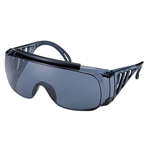 山本光学 YAMAMOTO NO.338 オーバーグラスタイプ保護めがね 上部クッションバー付き 大型眼鏡併用可 ワイドテンプル スモーク ノンコート 日本製 ...