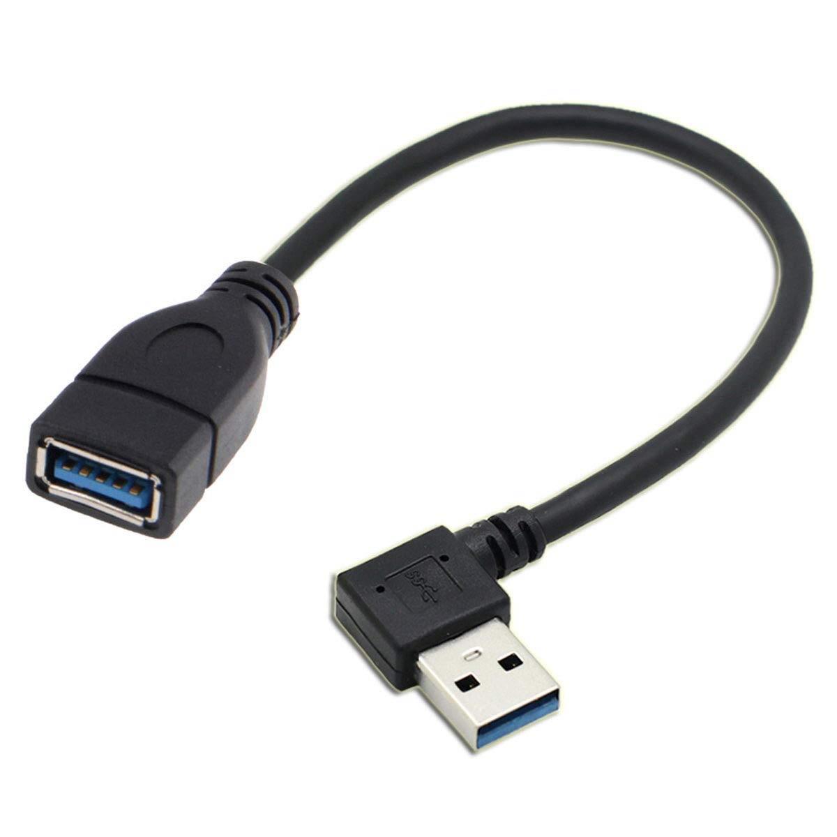 xiwai USB 3.0 タイプAオスからUSB 3.0 タイプAメス延長ケーブル 20cm 5Gbps 90度 ブラック