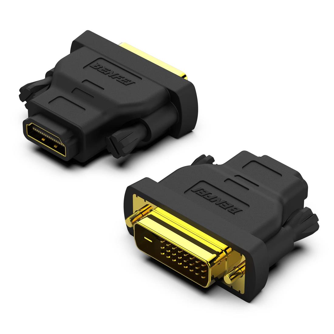 BENFEI 2個 DVI-HDMI、双方向DVI（DVI-D）-HDMIオス-メスアダプター、金メッキコード