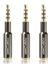 FosPower ステレオ オーディオ ヘッドホン 接続ミニプラグ/延長変換アダプター 標準3.5mm (オス-メス)【超スリム設計 | 4極TRRS | 24...