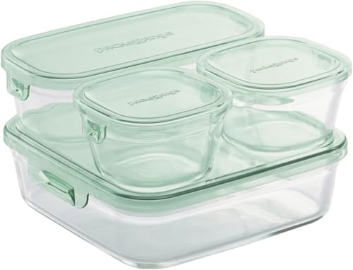 iwaki(イワキ) 耐熱ガラス 保存容器 グリーン 4個セット パック&レンジ PS-PRN-4G2 送料無料