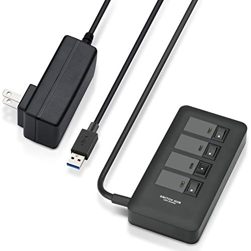 エレコム USB3.0 ハブ 4ポート ACアダプタ付 セルフ/バス両対応 マグネット付 電源スイッチ ブラック U3H-S409SBK 送料無料