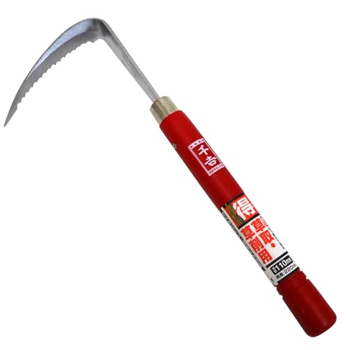 千吉 得得除草鎌 草取り・草削り用 110mm 草の中でも目立つ赤グリップ 送料無料