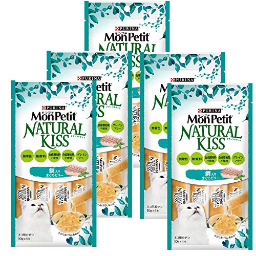 モンプチ ナチュラルキッス 猫用おやつ 鯛入りまぐろゼリー (10g x 4本)×5袋 (まとめ買い) 送料無料
