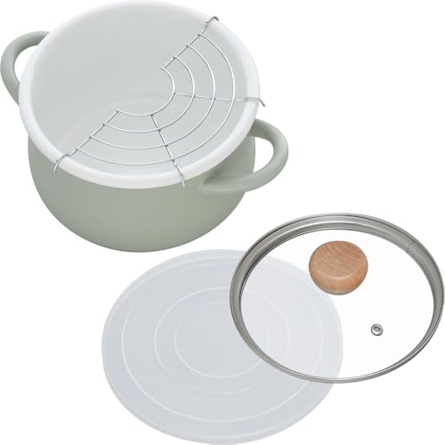 和平フレイズ 琺瑯 鍋 クッキングポット 18cm グリーン IH対応 ガス 両手鍋 揚げ鍋 天麩羅 天ぷら ストクック RB-3245 送料無料