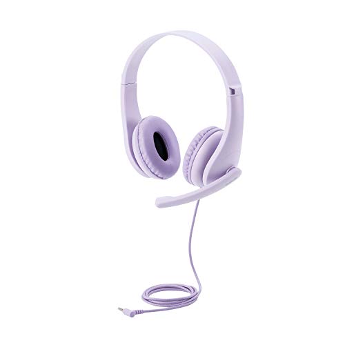 エレコム ヘッドホン 子供用 【 3.5mm接続 4極 】 回転式マイクアーム付き パープ...