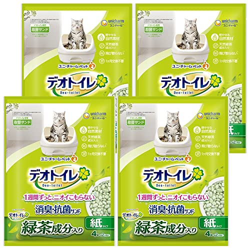 デオトイレ 1週間消臭・抗菌 飛散らない緑茶成分入り・消臭サンド 4L×4個入り 【ケ...