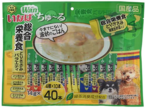とりささみバラエティ-/14グラム (x 40)/-・パッケージ個数:1・本体サイズ (幅X奥行X高さ) :39.5×3×29.5cm・メーカー名: いなばペットフード・本体重量:0.56kg・ブラント名: いなば・原産国:日本商品紹介 【とりささみ　ビーフ入り】鶏肉、鶏脂、牛肉、ビーフエキス、酵母エキス、タンパク加水分解物、増粘安定剤、ミネラル類、ビタミン類、キトサン、紅麹色素、緑茶エキス【とりささみ　緑黄色野菜入り】鶏肉、鶏脂、野菜、チキンエキス、酵母エキス、タンパク加水分解物、増粘安定剤、ミネラル類、ビタミン類、キトサン、紅麹色素、緑茶エキス【とりささみ　ツナ入り】鶏肉、鶏脂、かつお、チキンエキス、酵母エキス、タンパク加水分解物、増粘安定剤、ミネラル類、ビタミン類、キトサン、紅麹色素、緑茶エキス【とりささみ　さつまいも入り】鶏肉、鶏脂、さつまいも、チキンエキス、酵母エキス、タンパク加水分解物、増粘安定剤、ミネラル類、ビタミン類、キトサン、紅麹色素、緑茶エキス 原材料・成分 【とりささみ ビーフ入り】鶏肉(ささみ)、鶏脂、牛肉、ビーフエキス、酵母エキス、タンパク加水分解物、増粘安定剤(加工でん粉、増粘多糖類)、ミネラル類(Ca、Fe、Cu、Mn、Zn、I、K)、ビタミン類(A、D3、E、B1、葉酸、B12、コリン)、キトサン、紅麹色素、緑茶エキス【とりささみ 緑黄色野菜入り】鶏肉(ささみ)、鶏脂、野菜(人参、かぼちゃ、いんげん)、チキンエキス、酵母エキス、タンパク加水分解物、増粘安定剤(加工でん粉、増粘多糖類)、ミネラル類(Ca、Fe、Cu、Mn、Zn、I、K)、ビタミン類(A、D3、E、B1、葉酸、B12、コリン)、キトサン、紅麹色素、緑茶エキス【とりささみ ツナ入り】鶏肉(ささみ)、鶏脂、かつお、チキンエキス、酵母エキス、タンパク加水分解物、増粘安定剤(加工でん粉、増粘多糖類)、ミネラル類(Ca、Fe、Cu、Mn、Zn、I、K)、ビタミン類(A、D3、E、B1、葉酸、B12、コリン)、キトサン、紅麹色素、緑茶エキス【とりささみ さつまいも入り】鶏肉(ささみ)、鶏脂、さつまいも、チキンエキス、酵母エキス、タンパク加水分解物、増粘安定剤(加工でん粉、増粘多糖類)、ミネラル類(Ca、Fe、Cu、Mn、Zn、I、K)、ビタミン類(A、D3、E、B1、葉酸、B12、コリン)、キトサン、紅麹色素、緑茶エキス 使用方法 年齢、体重に見合った量を与えてください。 ご注意（免責）＞必ずお読みください ●本品は犬用ウェットフードです。