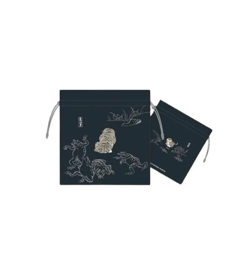 鳥獣戯画×トラりん 豆巾着 Mサイズ ブラック 送料無料
