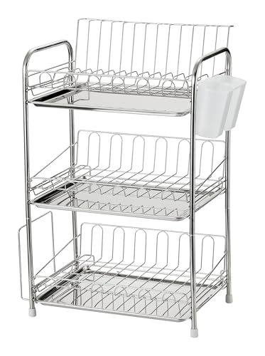 パール金属 食器 水切り かご バスケット 3段式 水切りかご 水切りラック バスケット レギュラー ステンレス製 シエラ HC-638 送料無料