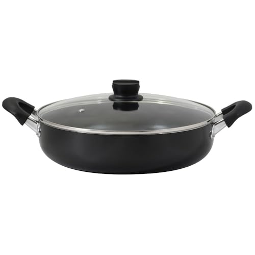 ブラック/5.9 L/NQ-0401・パッケージ個数:1・サイズ：(約)幅45.5×奥行33×高さ14cm、重量：約2.13kg・素材・材質：表面加工・内面/ふっ素樹脂塗膜加工、外面/（底面を除く）焼付け塗装、本体/アルミニウム合金、はり底/ステンレス鋼(クロム16％)、ハンドル/フェノール樹脂（耐熱温度150度）、蓋/強化ガラス製器具（全面物理強化）、つまみ/フェノール樹脂（耐熱温度150度）、つまみの座板/ナイロン（耐熱温度180度）、縁リング/ステンレス鋼・原産国：中国・IH・ガス火を含むオール熱源対応・満水容量：約5.9L、底厚：3.0mm一度にたっぷり作れる浅型大型鍋。 内面はふっ素樹脂加工なので汚れを落としやすい。 菜箸・お玉が置けるつまみ形状。 中の様子が見えるガラス蓋付。 オール熱源対応。 PFOA・PFOS不使用。