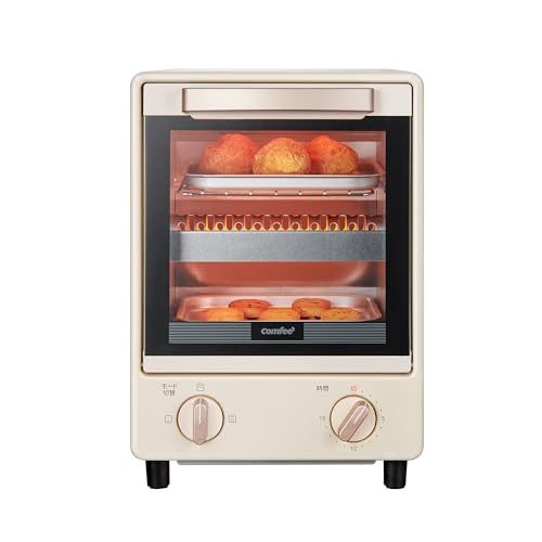 COMFEE' オーブントースター 縦型 8L トースト2枚焼き 上下ヒーター搭載 1000W15分タイマー 焼きムラ抑え スライドオー 送料無料
