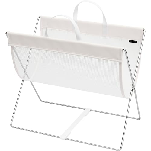 サキ 手荷物入れ セルフワゴン メッシュ×レザー調 PVC ホワイト R-358 送料無料