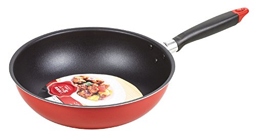 炒め鍋レッド/28cm/HB-8048・Color:レッドSize:28cmStyle:炒め鍋・パッケージ個数:1・サイズ:(約)全長49×幅30×高さ9.2cm・表面加工:内面/ふっ素樹脂塗膜加工、外面/焼付け塗装・材料の種類:本体/アルミニウム合金、はり底/ステンレス鋼、取っ手/フェノール樹脂(耐熱温度150度)・寸法:28cm・フライパンの深さ:(約)7.5cm内面はふっ素樹脂加工でこびりつきにくく、少しの油で調理可能です 全ての熱源(200V熱源にも対応)どんな加熱器具にも使えます。ガス火にももちろん使用可能。