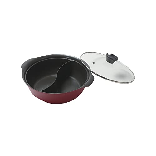 パール金属 焼付け塗装 卓上鍋 二食鍋 火鍋 26cm ガラス蓋付 ふっ素加工 IH対応 ステイドリーム HB-6587 送料無料