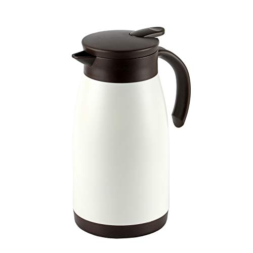 パール金属 ポット 卓上ポット テーブルポット 1.0L ステンレス製 保温 保冷 ホワイト×ブラウン エコッ..