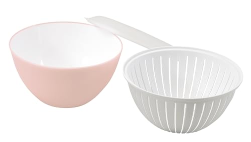 パール金属 ざる ボウル カラーボウル 19cm ザル フタ 3点 セット 日本製 クリアピンク 抗菌 耐熱 ララシャイン HC-853 送料無料