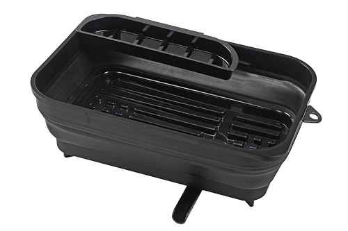 BLKP. パール金属 水切り かご ラック トレー付 折りたたみ できる 可動式排水ノズル付 コンパクト 収納 日本製 ブラック 送料無料