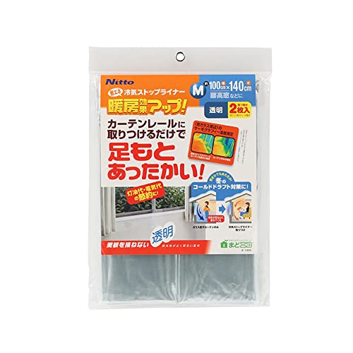 ニトムズ 冷気ストップライナー 透明 M カーテンレールに取付 冷え防止 足もと 窓 防寒 省エネ 幅100cmx高さ140cm 2枚入 送料無料