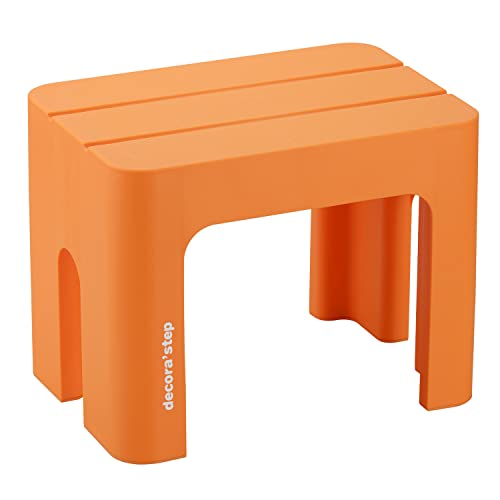サンカ デコラステップ 踏み台 昇降ステップ台 オレンジ トールS 高さ30cm 広い足のせ部分と滑り止め加..