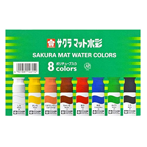 8色セット/8個/MW8PE・Color:8色セットPatternName:単品・パッケージ個数:1・【8色】黄色・薄橙・茶色・赤・緑・青・黒・白・【特長1】粒子が細かく練りが均一なのでのびがよく、混色・重色も容易で変退色もしにくい・【特長2】かんたんオープン「NEWクイックキャップ」／キャップを失くしたり間違える心配がない・【安全性】AP・CPのマーク表示入り／ グリーン購入法適合商品・【容量】12ml／本使いやすいポリチューブに入ったマット水彩絵の具 水の量を調節することで、不透明調・透明調の絵が楽しめる。 また、粒子が細かく練りが均一なのでのびがよく、混色・重色も容易で、変退色しにくい。 箱は丈夫なはり箱で、チューブには包装容器の端材を再利用している。 ふたを開けなくても、入組の絵具の配色が分かりやすいパッケージデザイン。 色:きいろ、うすだいだい、ちゃいろ、あか、みどり、あお、くろ、しろ