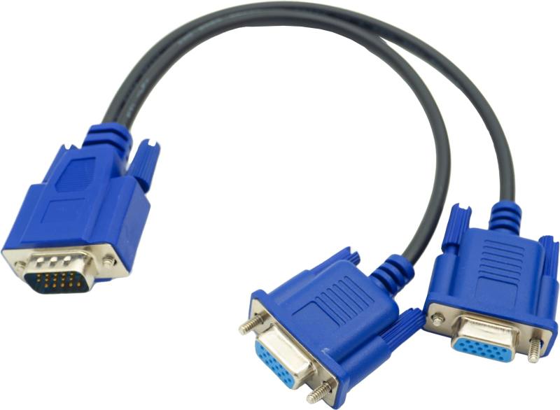 オーディオファン VGAモニター分配器 モニターケーブル Yスプリッターケーブル VGA延長ケーブル Y字型 1入力2出力 VGA分配ケーブル 1080P 画面複製のみ対応 0.3m