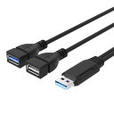 USB3.0 二股ケーブル エスカレートバージョン USB 3.0 Aオスto USB 3.0 メス(充電とデータ転送に使える) & USB 2.0 メス(充電機能のみ)延長ケーブル 同期データ充電コンバ Y型拡張 0.3M(2)