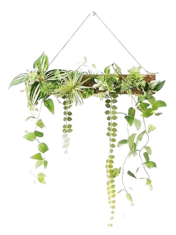 MedianField 【 ウォールグリーン 壁掛け フェイク 50cm×40cm フック付き 】 フェイクグリーン 観葉植物 造花 おしゃれ 人工観葉植物 エアープランツ 室内 大型 フレーム インテリア アンティーク