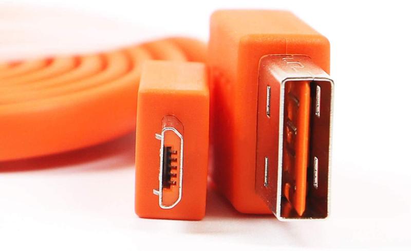 Charge 3 交換用 JBL Charge 3 Charge 2+ Flip 2 Flip 3 Flip 4 Pulse 2 Go Tripワイヤレススピーカーと互換性のあるフラットUSB充電ケーブル電源コード(オレンジ)