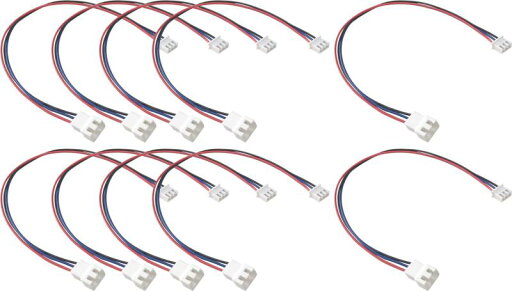 オーディオファン XHコネクタ付き ケーブル 3ピン 2.54mmピッチ 約0.2m 赤青黒 10点セット オーディオファン XHコネクタ付き ケーブル 3ピン 2.54mmピッチ 約0.2m 赤青黒 10点セット