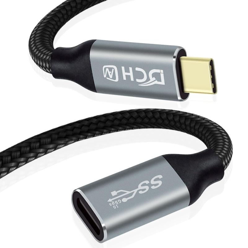 DCHAV USB Type-C 延長 ケーブル PD 100W 20V 5A 超急速充電 4K 60Hz 映像出力 USB C メス USB C オス 変換 エクスタンダー USB3.1 Gen2 10Gbps 高速データ転送 ナイロン編み スマホ タ