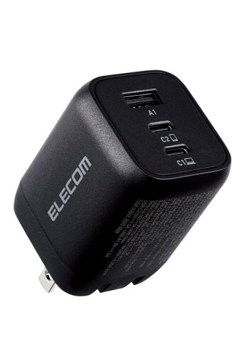 エレコム(ELECOM) 充電器 Type-C 3ポート USB-C×2 USB-A×1 65W USB PD対応 PPS対応 折りたたみ式プラグ GaN採用 【 iPhone16 iPad Macbook Air Windows PC など対応】 ブラ エレコム(ELECOM) 充電器 Type-C 3ポート USB-C×2 USB-A×1 65W USB PD対応 PPS対応 折りたたみ式プラグ GaN採用 【 iPhone16 iPad Macbook Air Windows PC など対応】 ブラ