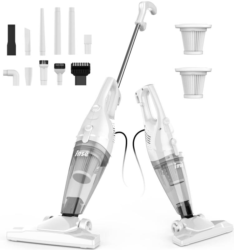 INSE R3S 掃除機 16000Pa 400W 強力 超軽量 5M コード付き 2Way 【9セット付属品】 スティッククリーナー ＆ スティック ハンディークリーナー コード式掃除機 布団 カーテン ソファ HEPAフィルター