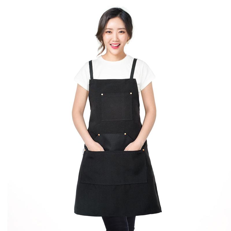 [OTraki] エプロン 作業用 レデイース メンズ 黒 作業用エプロン H型 防水 汚れ防止 ポケット付き 色褪せない 耐久性 Adult Apron 男女兼用 70x80cm ブラック
