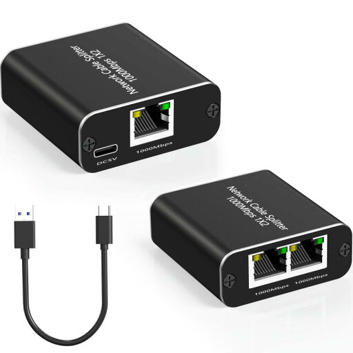 LAN 分配器 1000Mbps 1入力2出力 LANケーブル LAN 分配器 1000Mbps 1入力2出力 LANケーブル