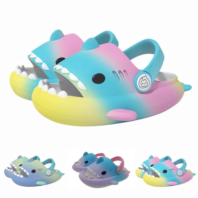 [Dzannc] サメスリッパ 子供 グラデーションサメ サンダル 夏用 滑り止め 静音 超軽量 柔軟 厚底4cm サンダル・スリッパ兼用 EVA 男児・女児用13CM-22CM