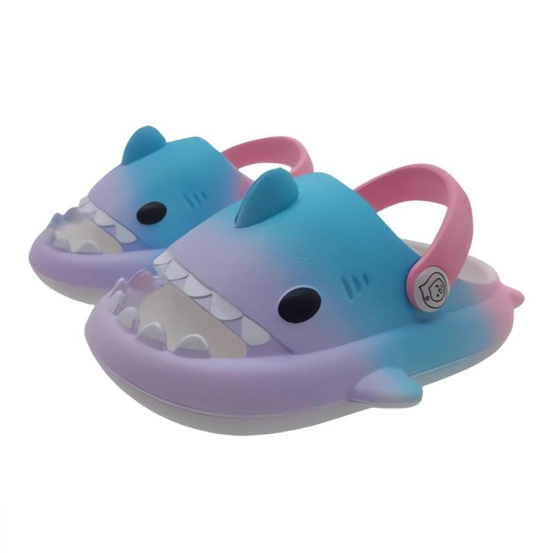 [Dzannc] サメスリッパ 子供 グラデーションサメ サンダル 夏用 滑り止め 静音 超軽量 柔軟 厚底4cm サンダル・スリッパ兼用 EVA 男児・女児用13CM-22CM