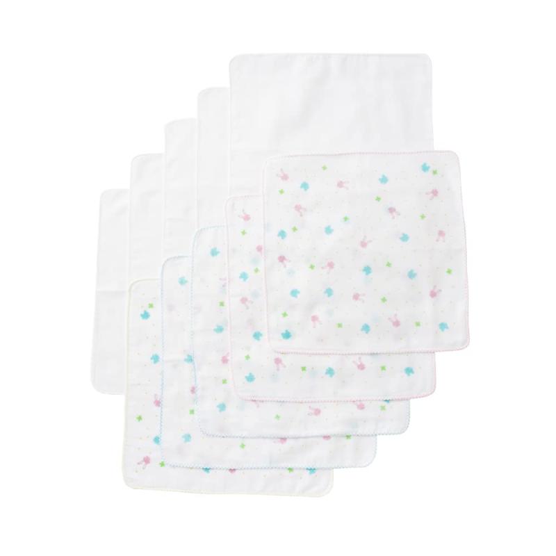 [クリーム デ ココ] くま うさぎ 柄 ベビー ガーゼハンカチ 10枚セット ダブルガーゼ 綿100% 日本製