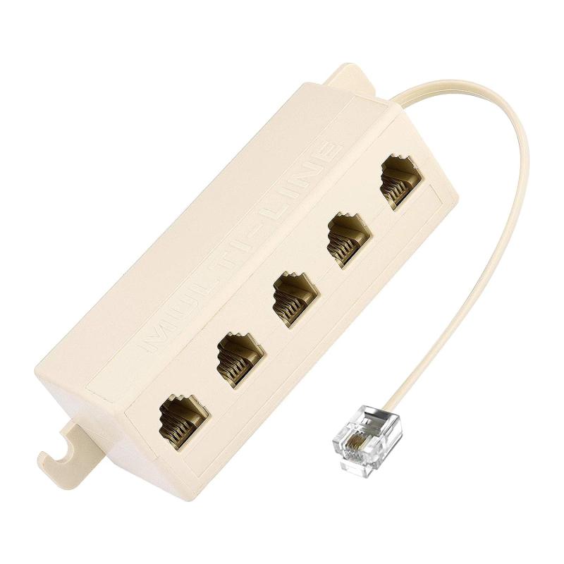 電話コネクタ 分岐アダプタ 電話アダプタ RJ11 6P4Cメス~5メスソケット 延長ケーブル