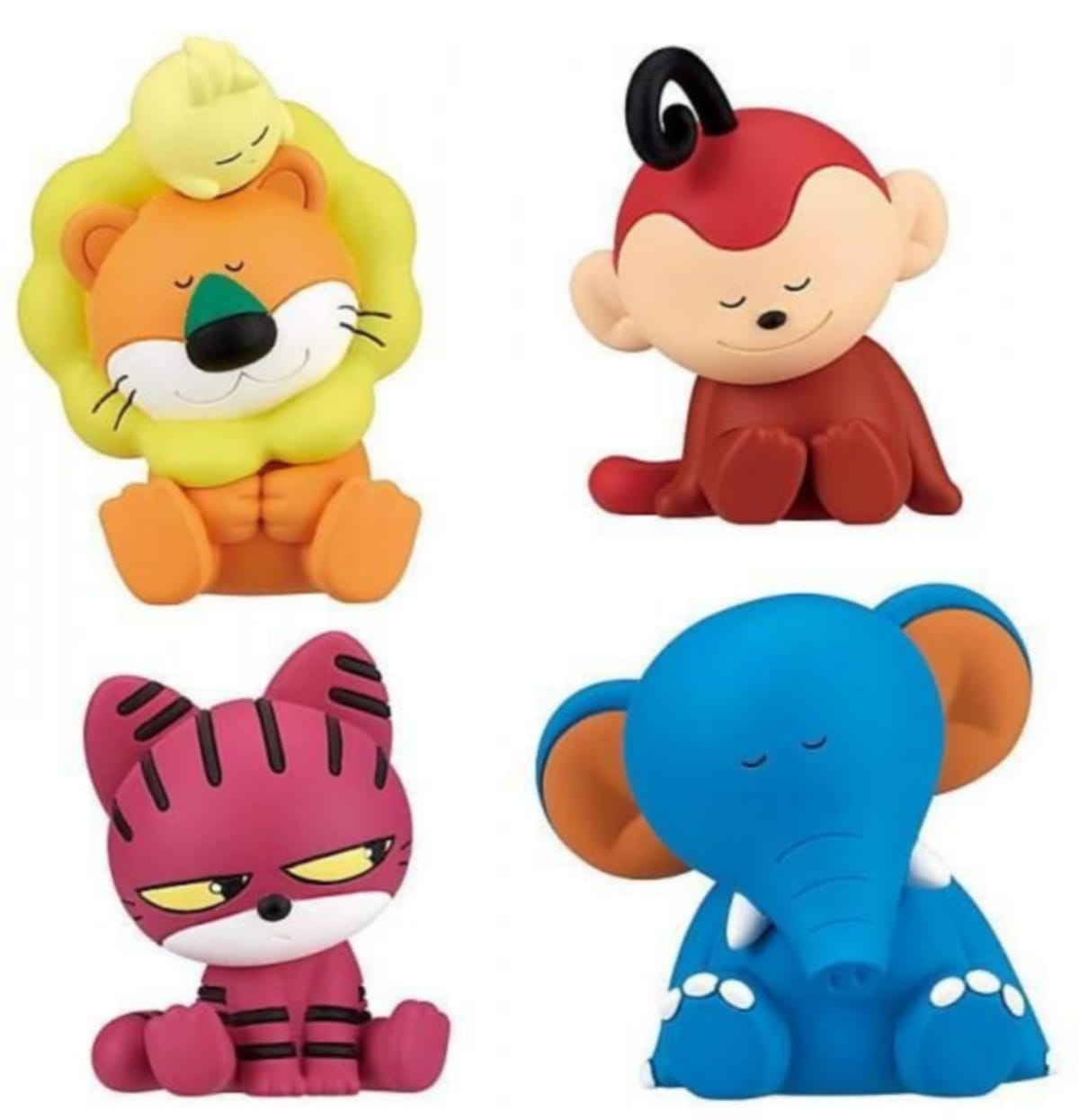 内容 1. らいおんくん＆ゴッチャン 2. さるくん 3. ねこちゃん 4. ぞうくんサイズ：全高約35-45mm 全4種コンプリートセット（全4種×各1個ずつ）隣の人の肩に頭を『ズン』ともたれてうとうとする姿がかわいい「肩ズンFig.」シリーズに、「たべっ子どうぶつ」の仲間たちが登場。それぞれの個性あふれる表情とポージングがかわいく、「ねこちゃん」は周りを伺う様子でモデル化されています。